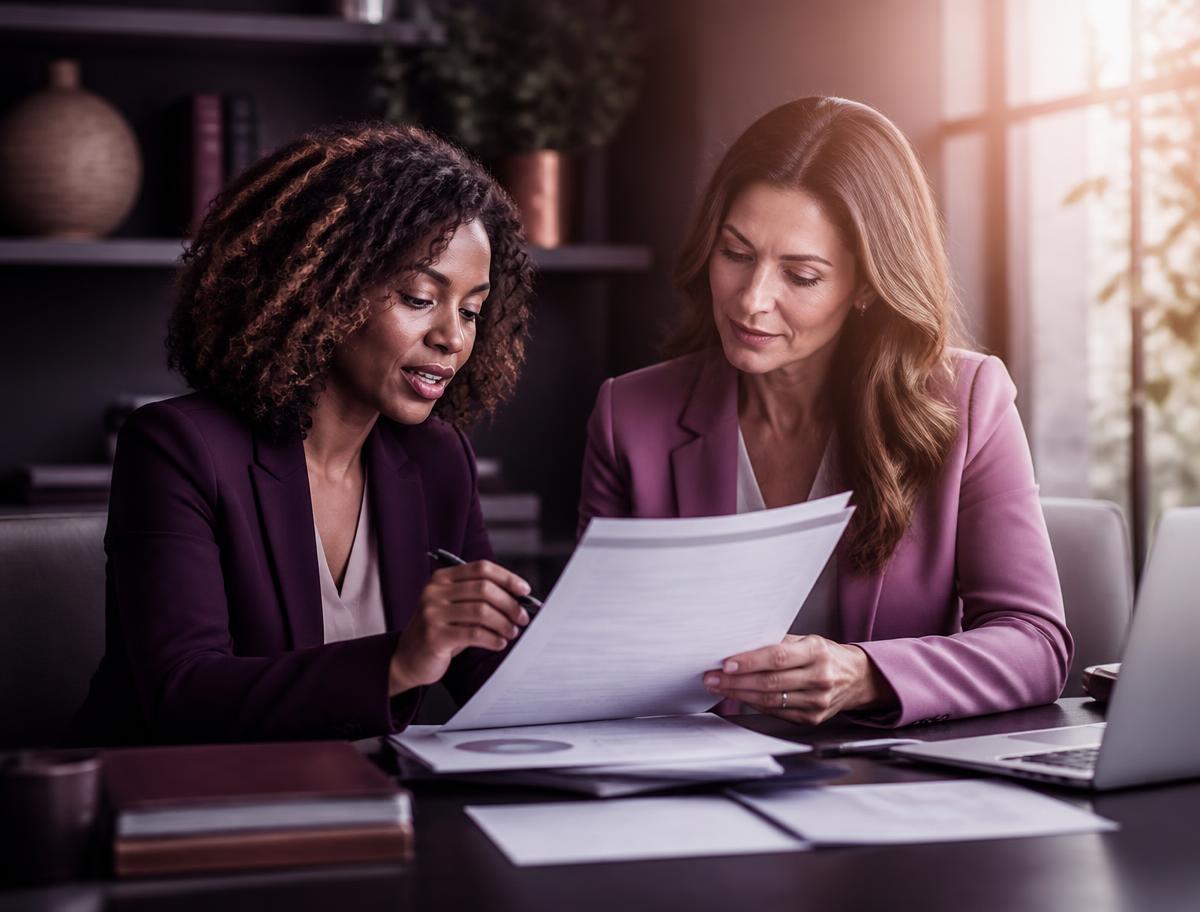 Leigh-Erin advisors reviewing tax documents with a client